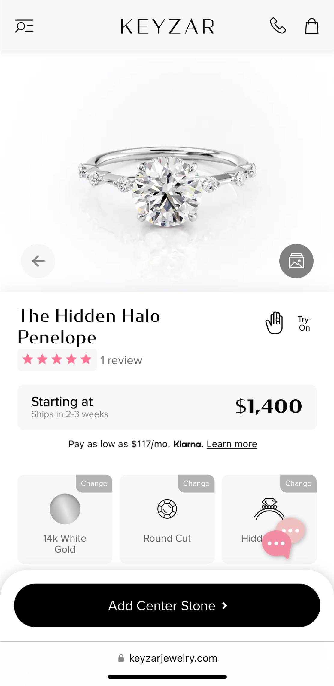 Client product detail page on desktop