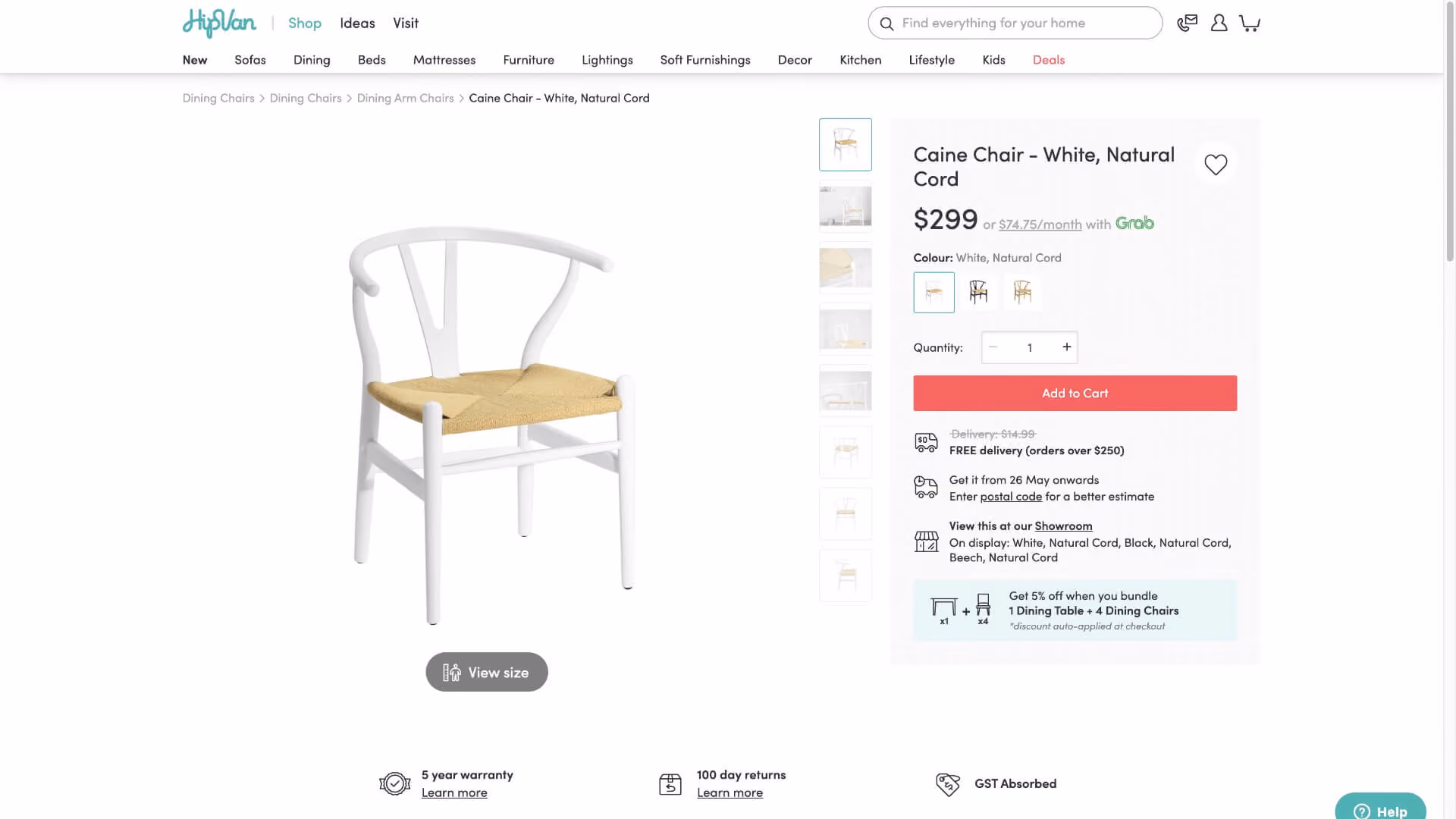 Desktop view of client's product detail page