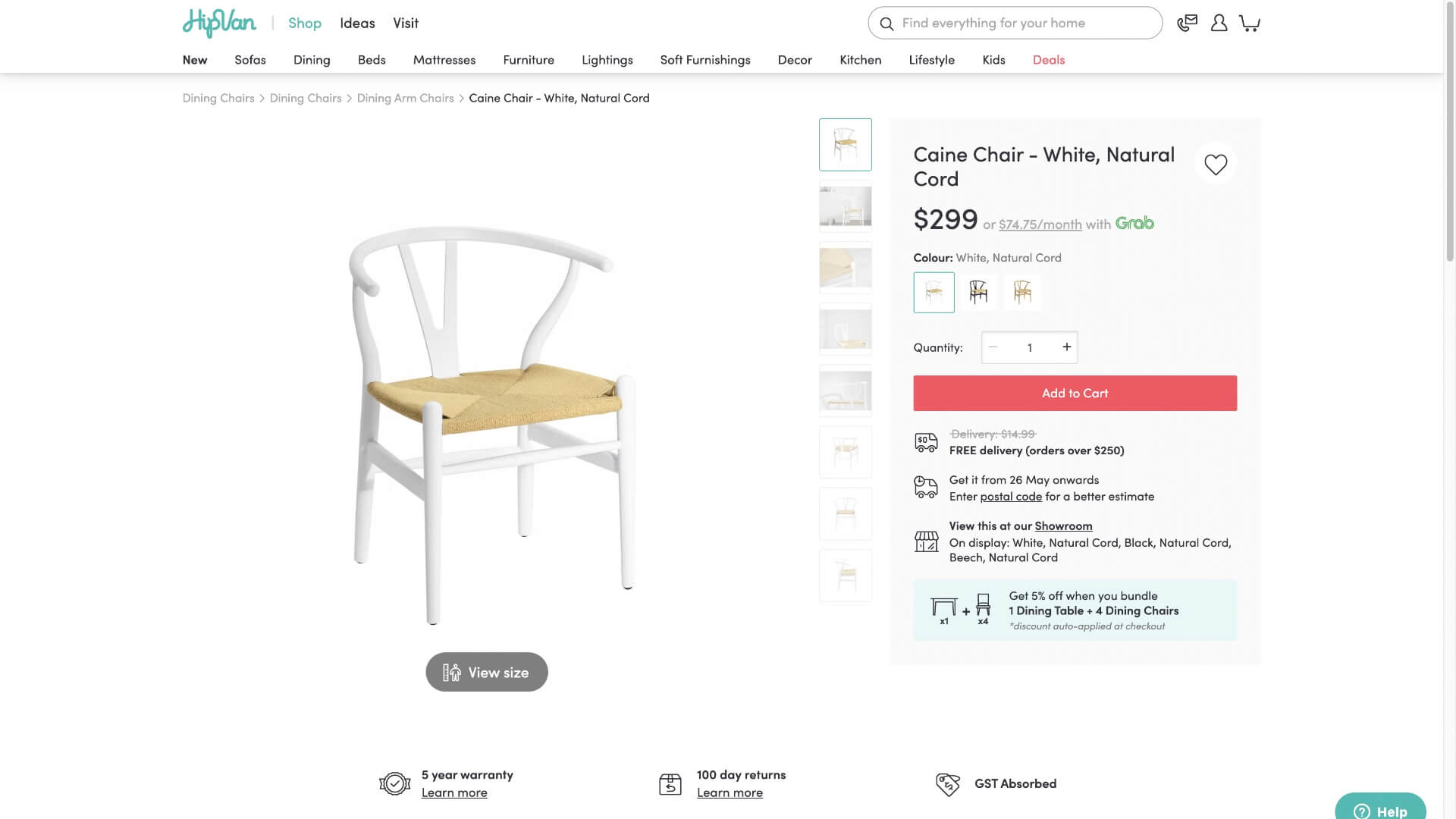 Desktop view of client's product detail page