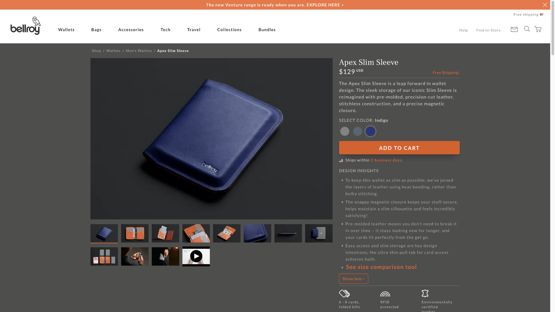 Client product detail page on desktop