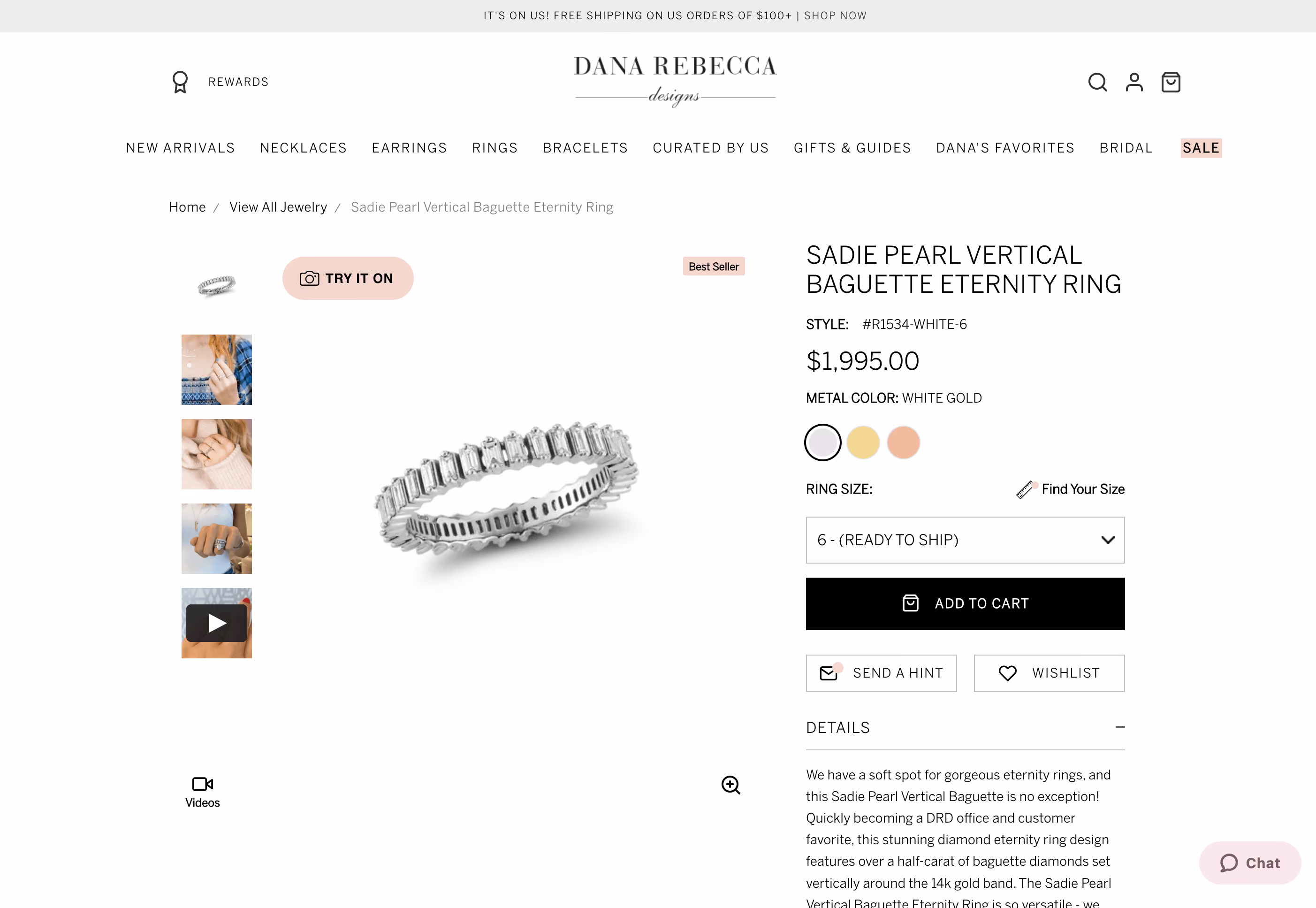 Desktop view of client's product detail page