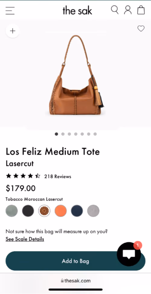 Client product detail page on desktop