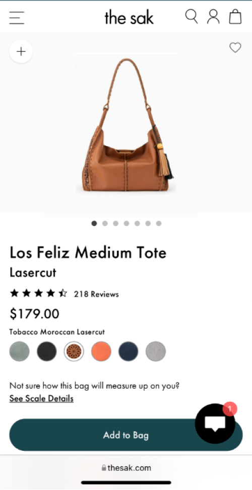 Client product detail page on desktop