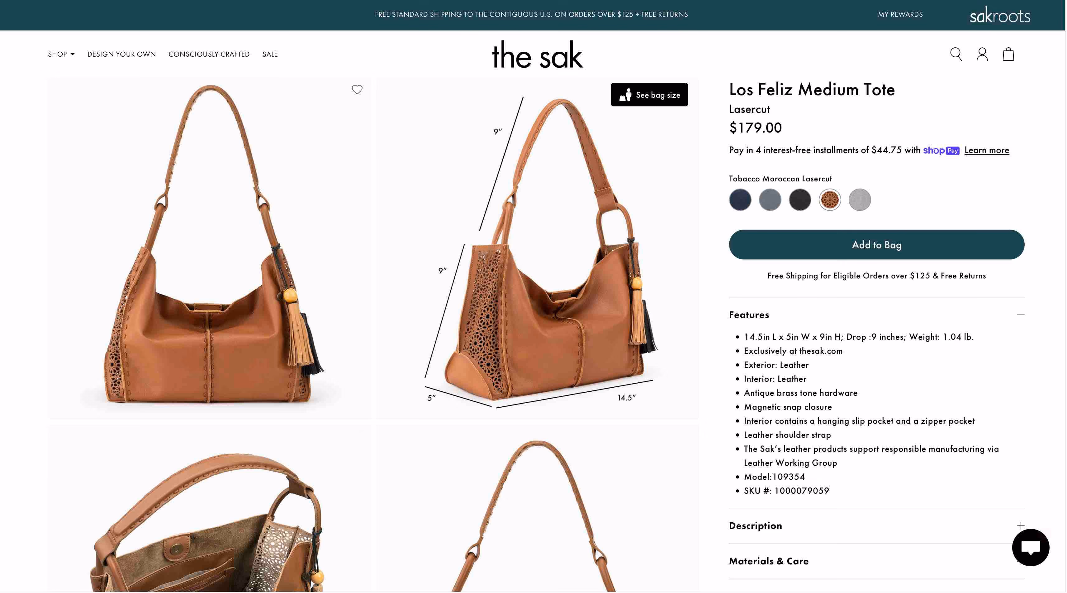 Desktop view of client's product detail page