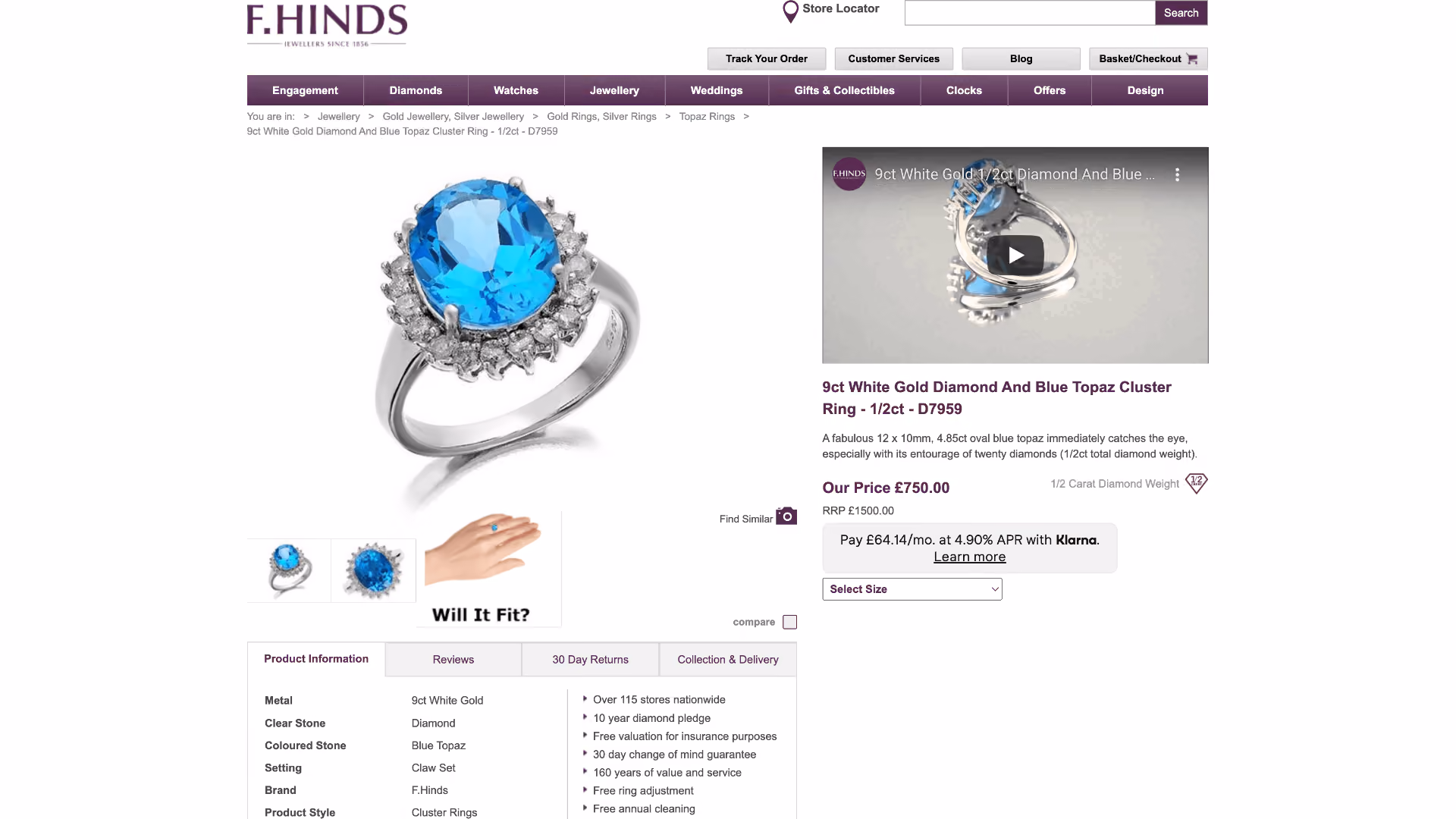 Desktop view of client's product detail page