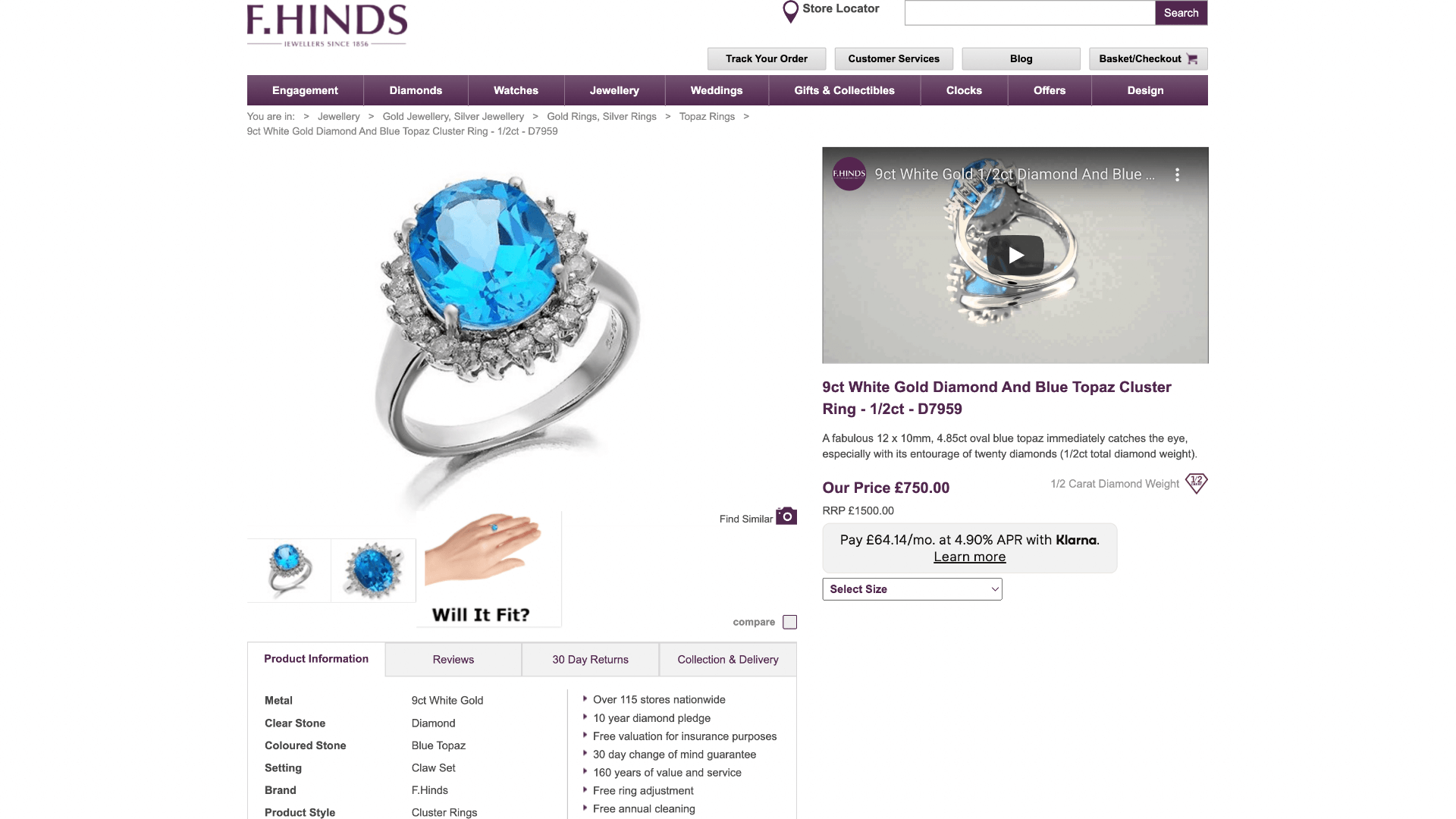 Client product detail page on desktop