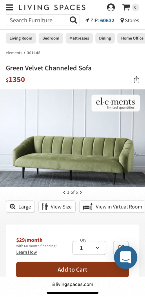 Client product detail page on desktop