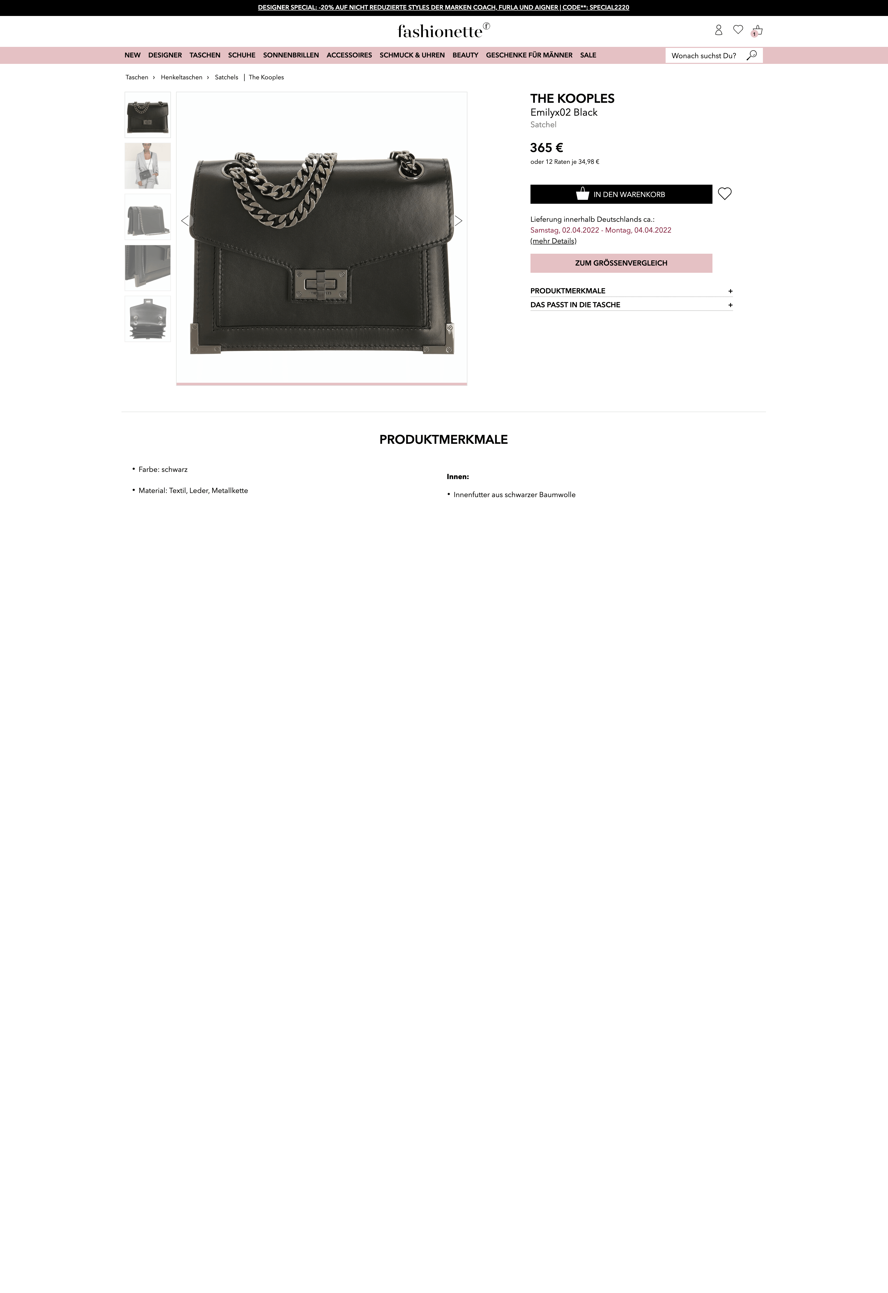 Client product detail page on desktop