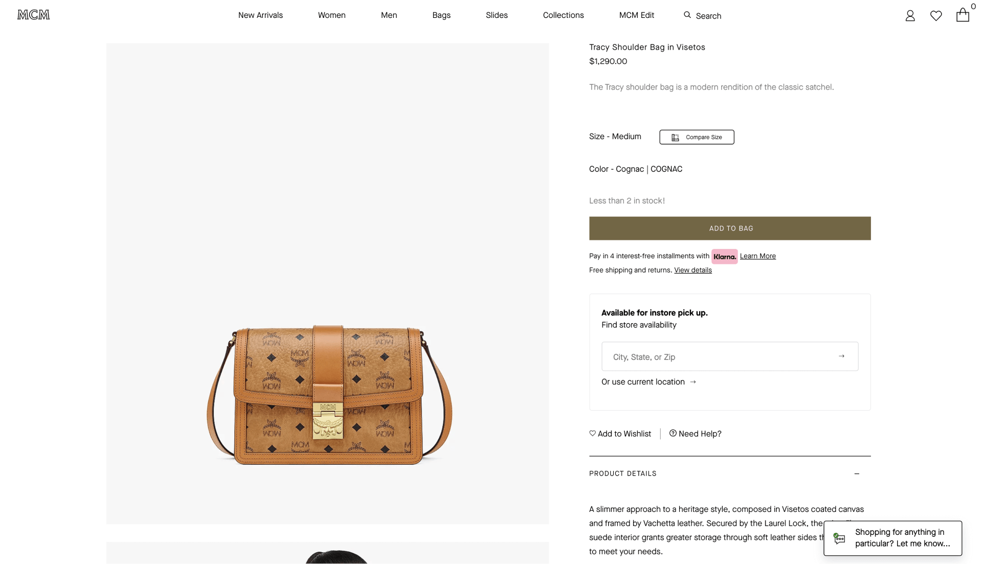 Desktop view of client's product detail page