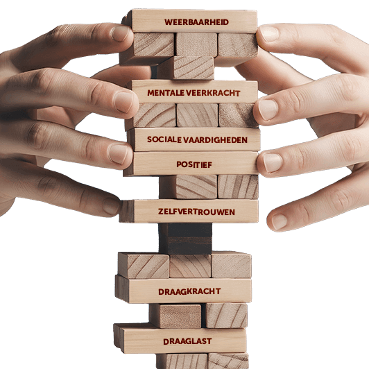 Wooden blocks with descriptions of mental beiing