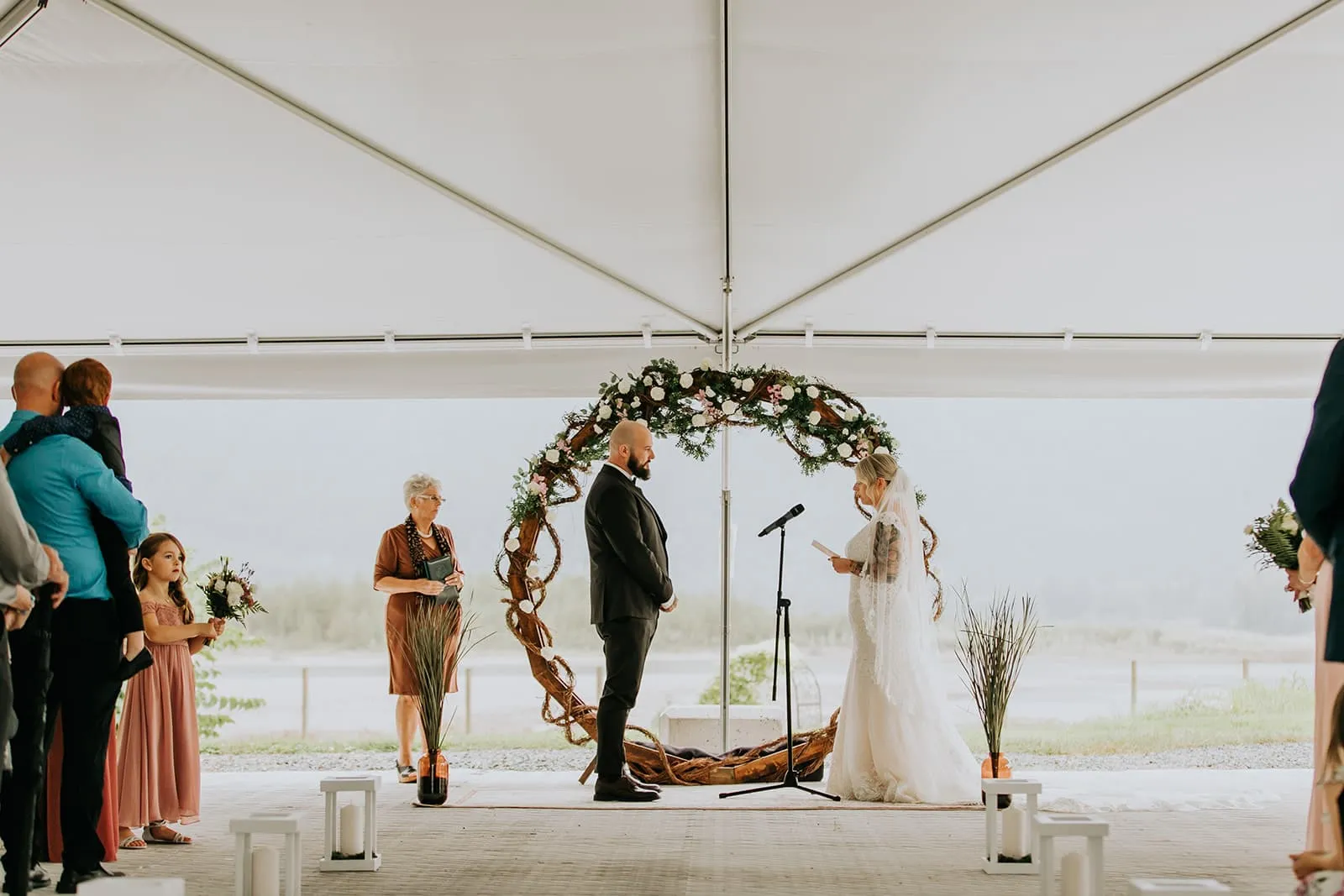 Bride saying her vows at the altar