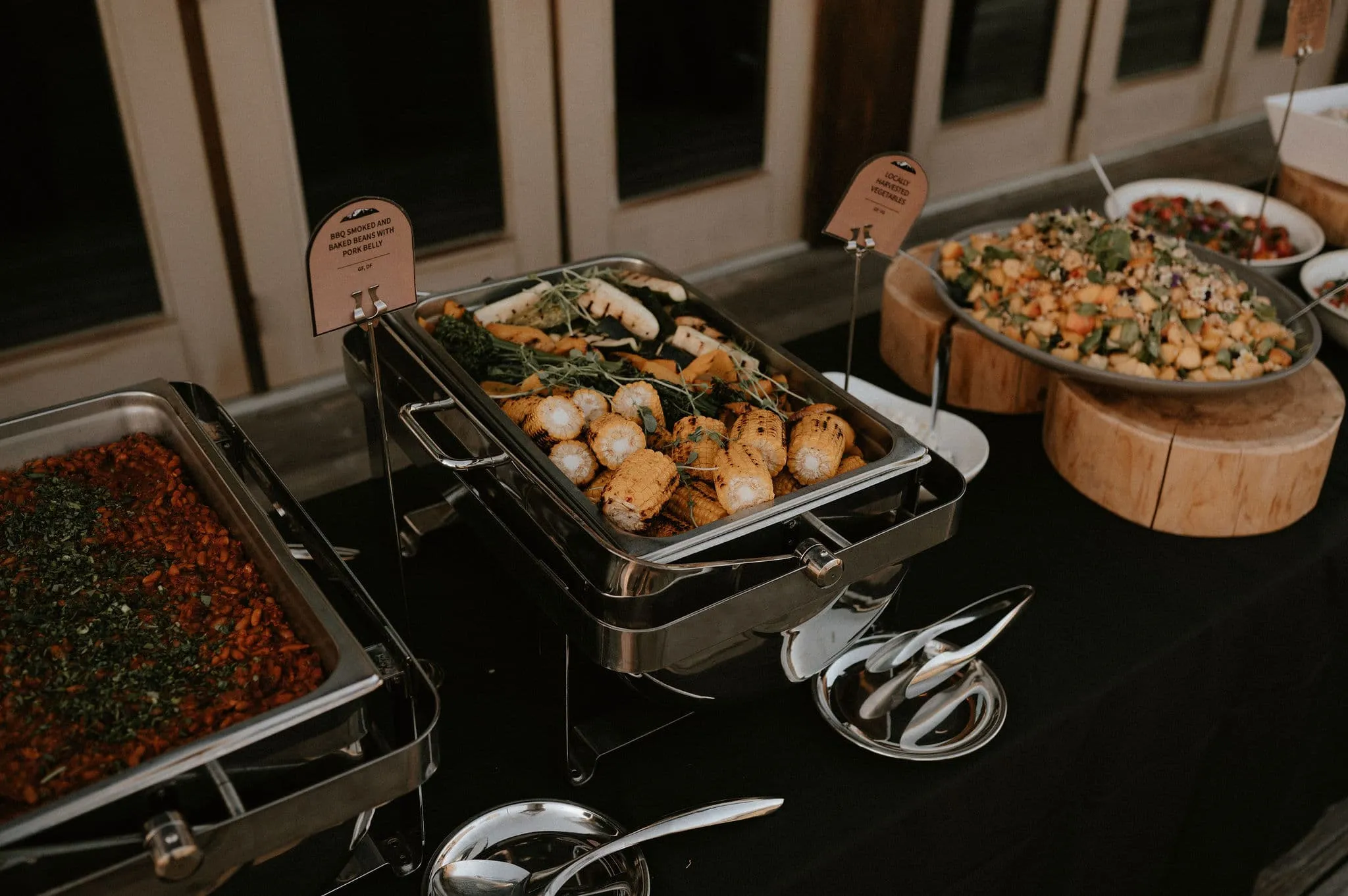 A Fraser River Lodge buffet set up at an event 