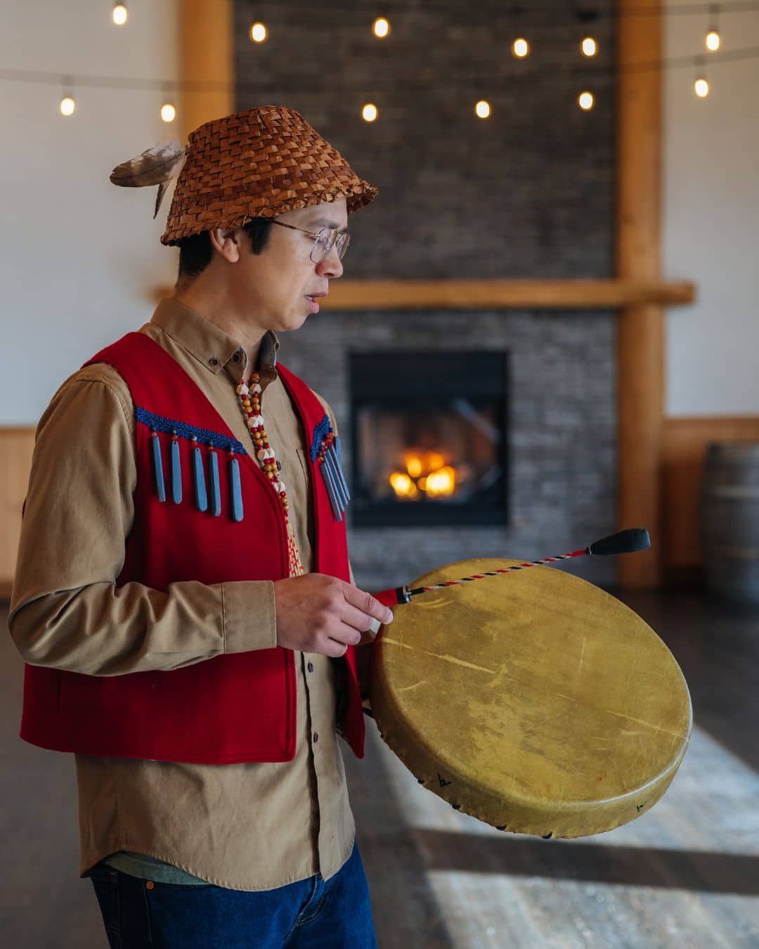 A Indigenous Knowledge Keeper at the Fraser River Lodge
