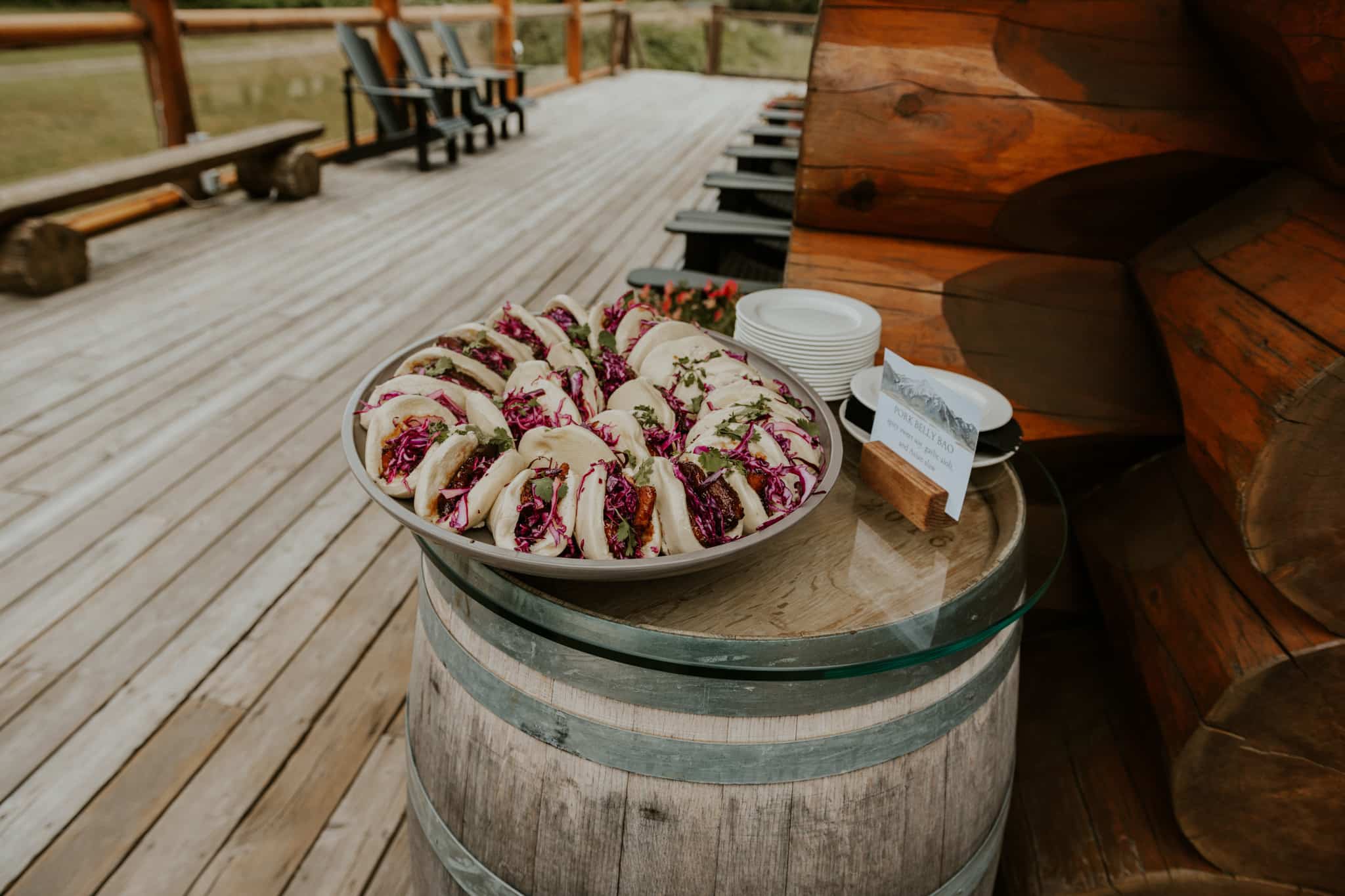 A platter of pork belly buns