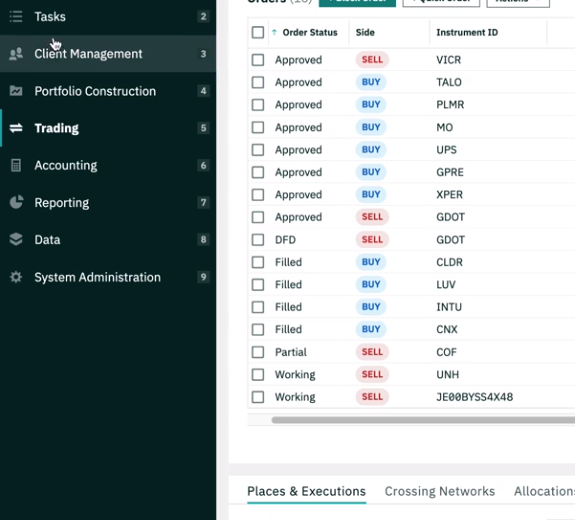 ridgeline dashboard screan and sidebar 