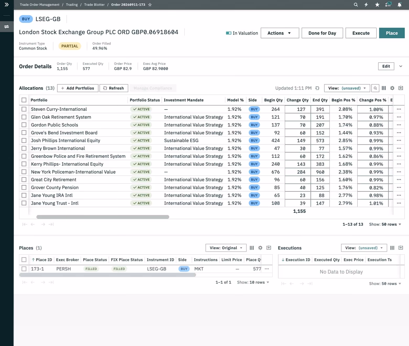 Ridgeline trading interface