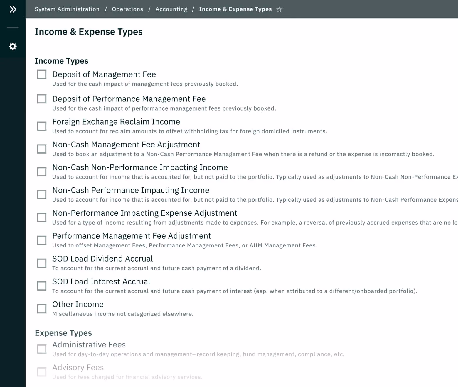 Ridgeline accounting interface