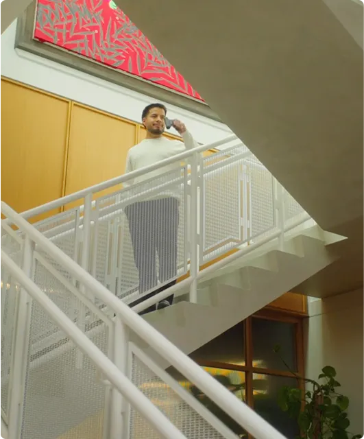 Man looking down image