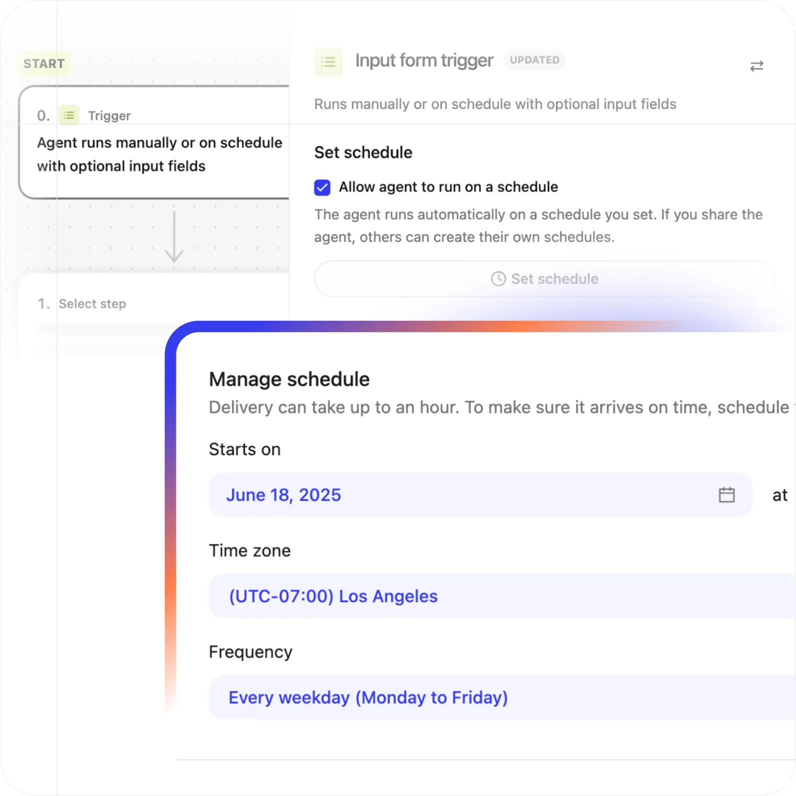 Trigger work on schedule.