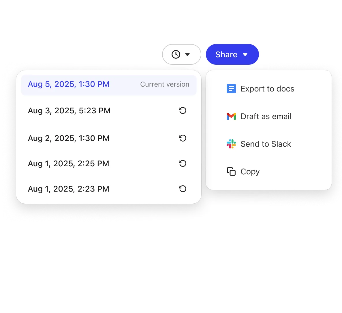 Review and export drafts with one click.