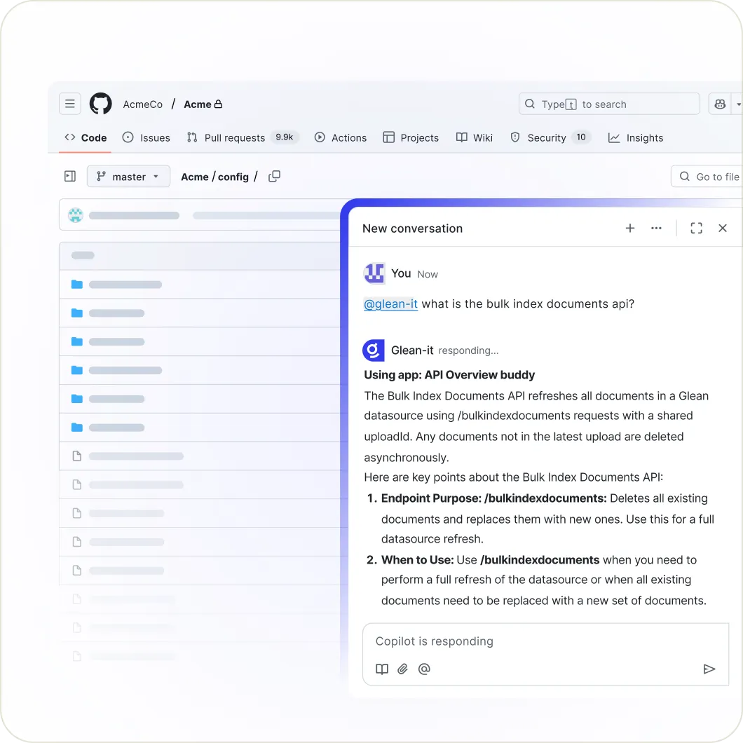 Access internal knowledge directly in GitHub Copilot.