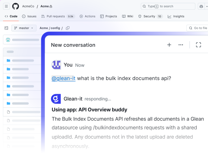 Access internal knowledge directly in GitHub Copilot. - Mobile