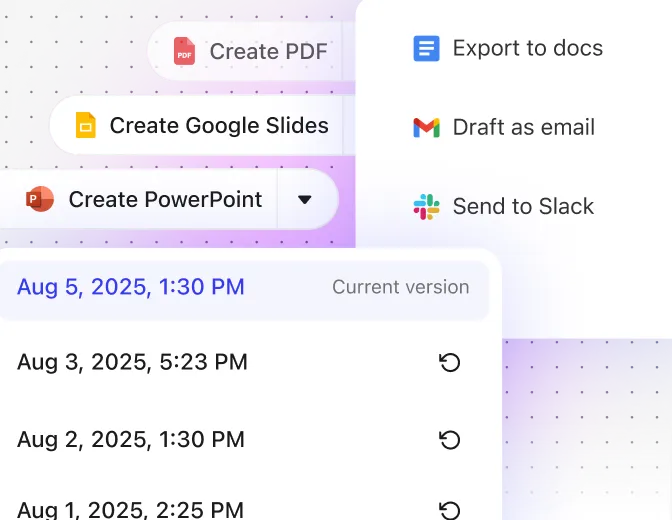 Review and export drafts with one click. - Mobile