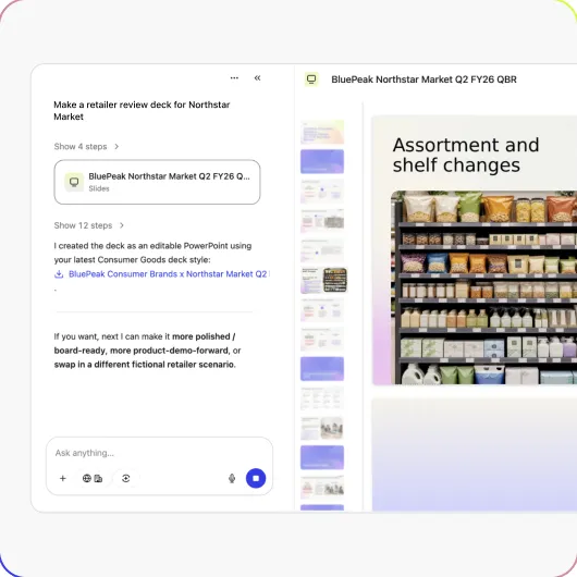 AI generating a retailer review deck for a retailer QBR