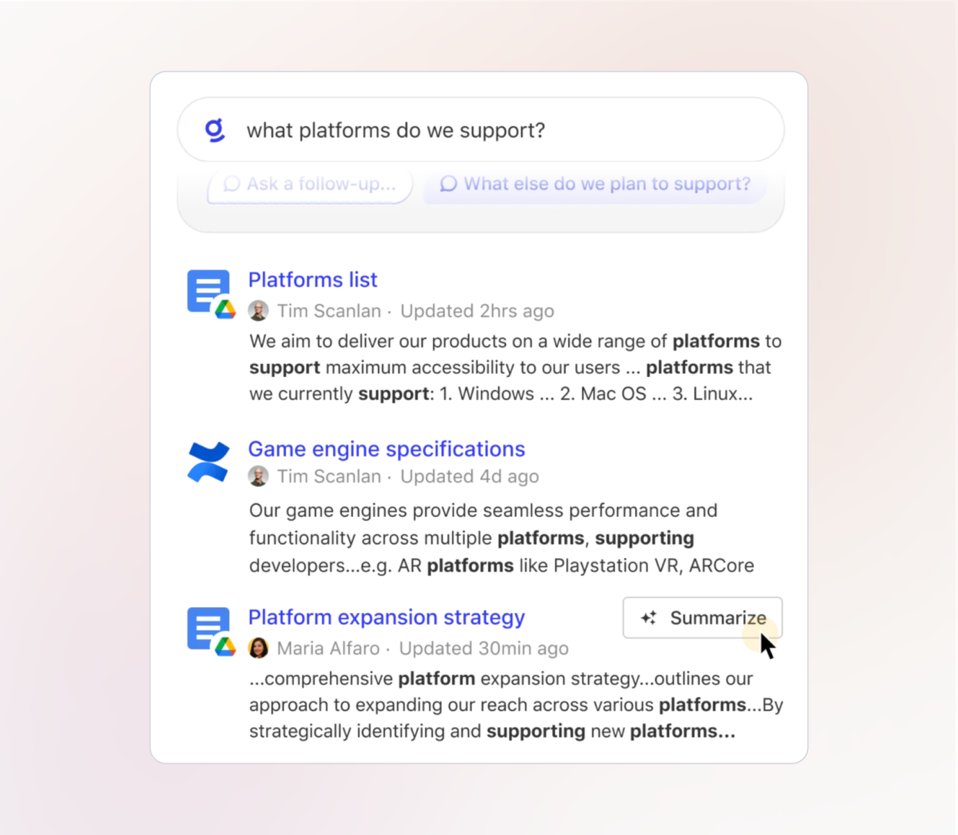 Enterprise search people knowledge graph product visual