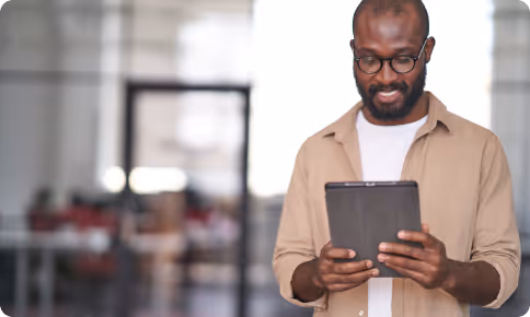 man using a tablet