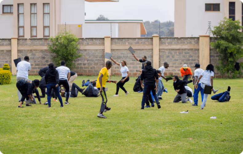 Workpay employees in a team building exercise
