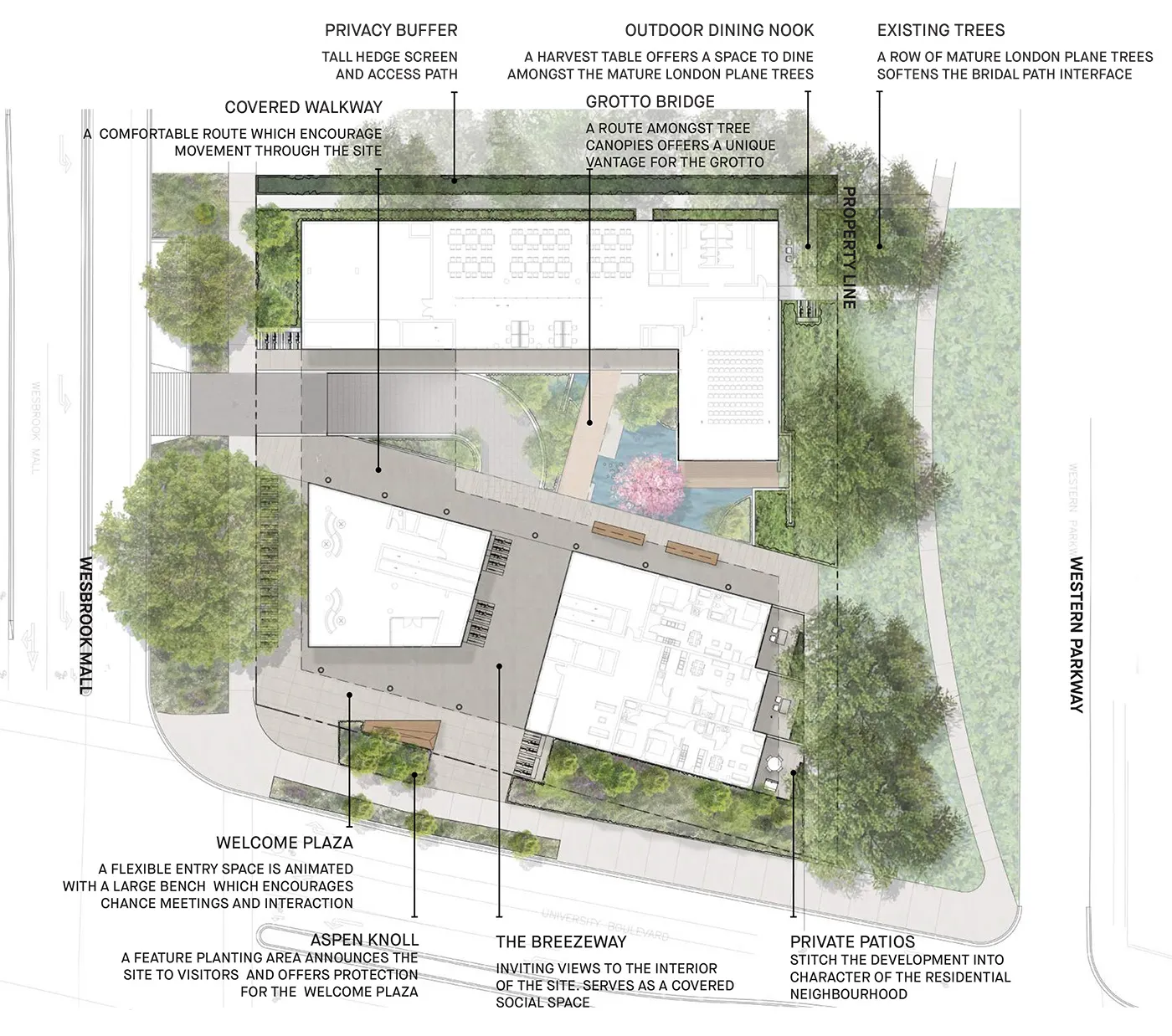 Covered pathways menno hall architectural plan