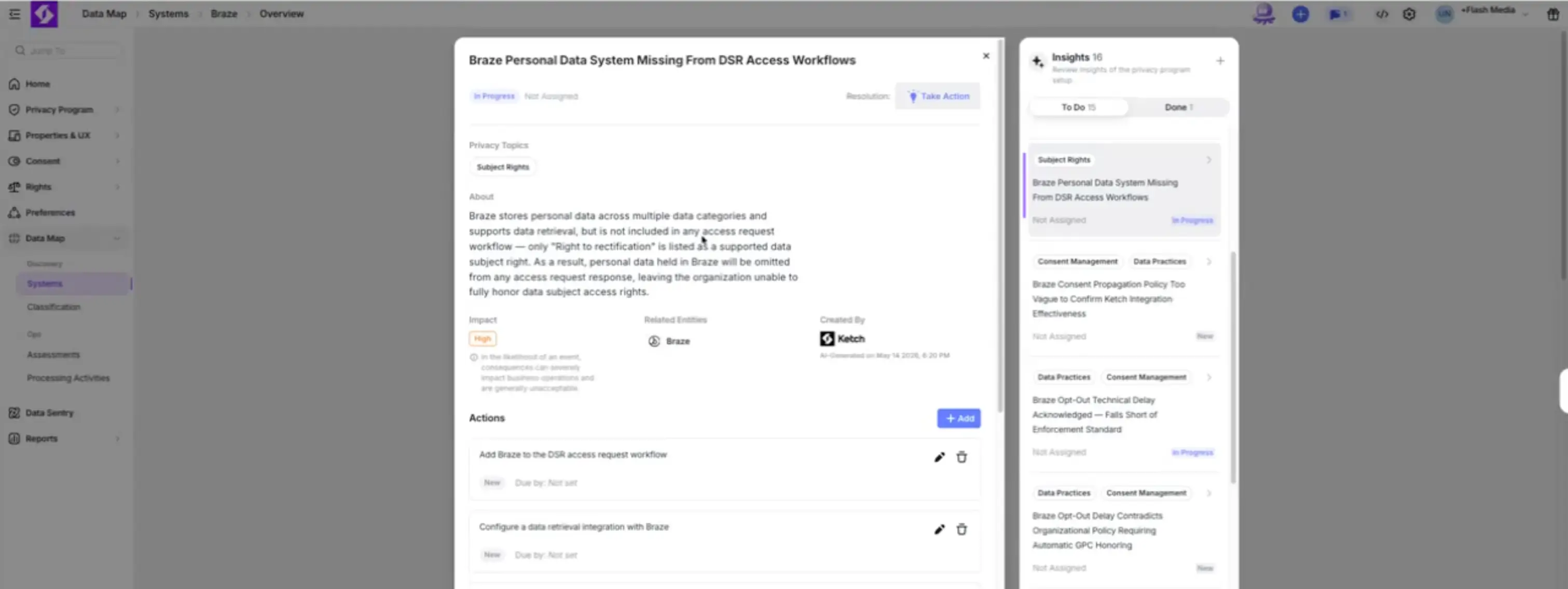 Ketch data map insights - Braze example
