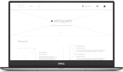 Wireframe of desktop homepage