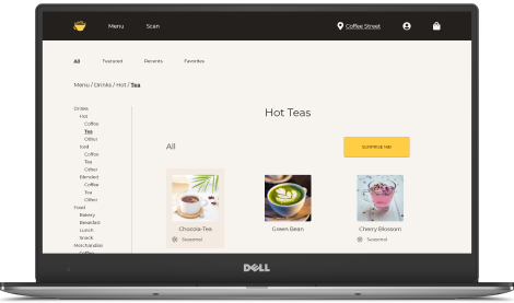 Mockup of Hot Teas Menu page