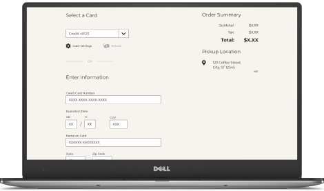 Mockup of Payment page