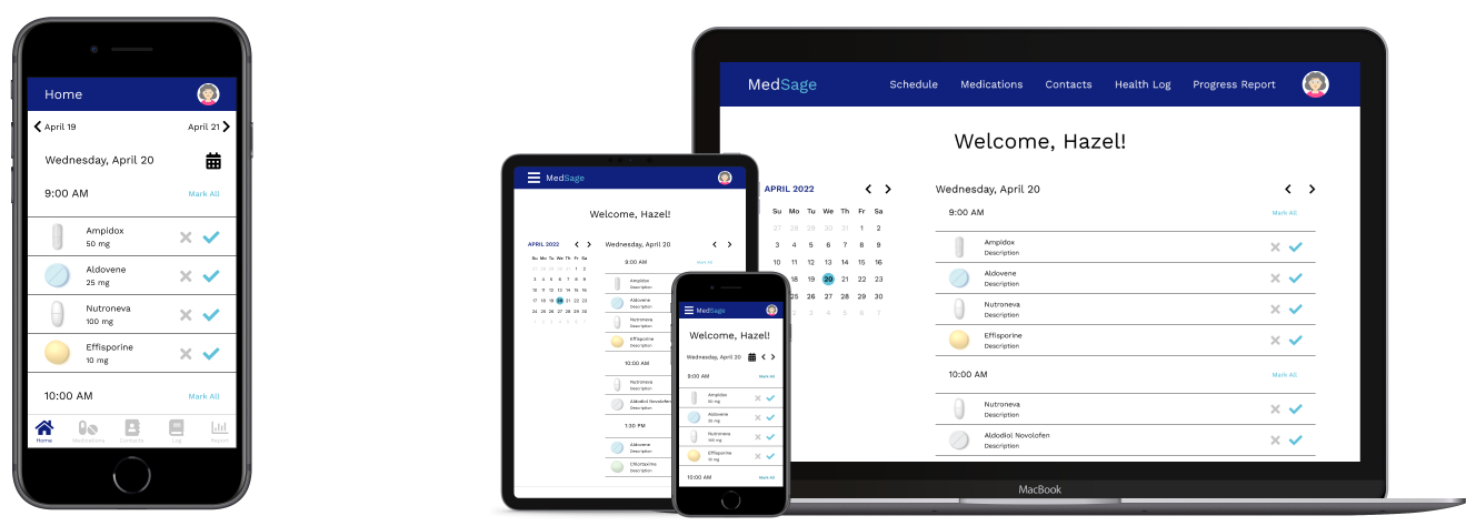 Cover images of app and responsive website