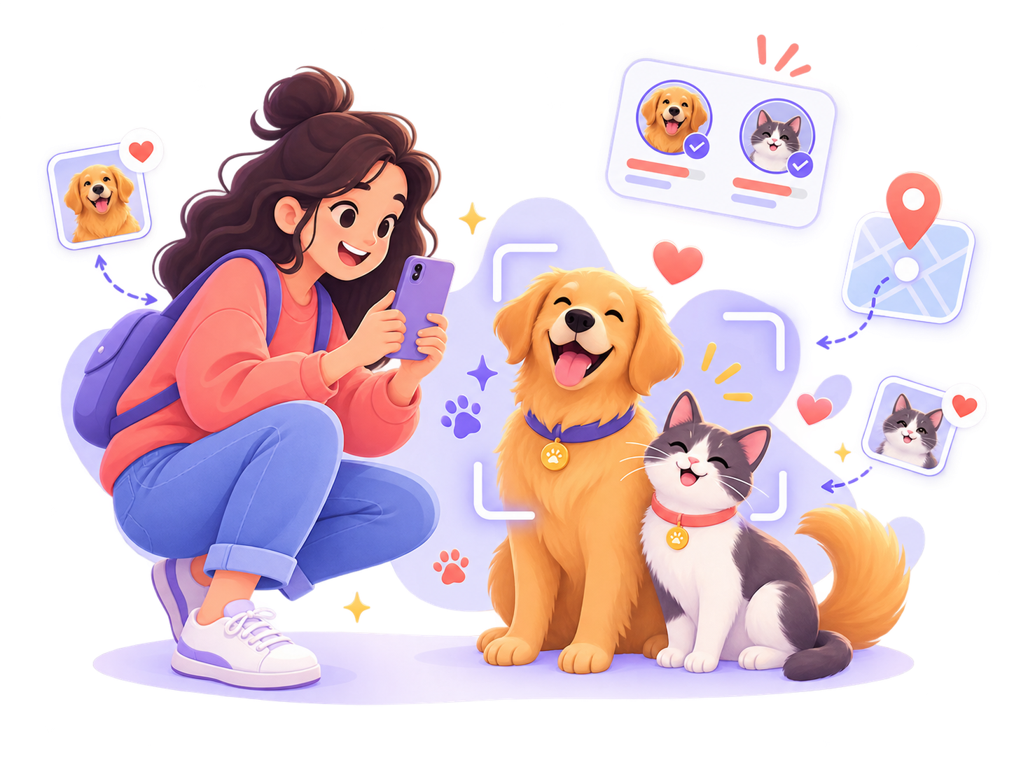 Pet parent photographing her dog and cat to build their Petnerup profile