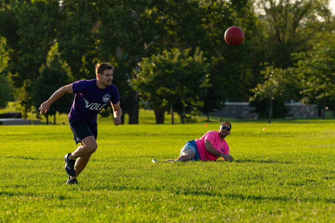 team running after a ball
