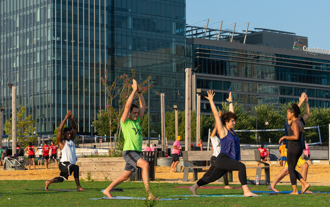 group doing yoga