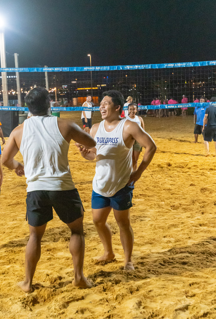 two players high fiving