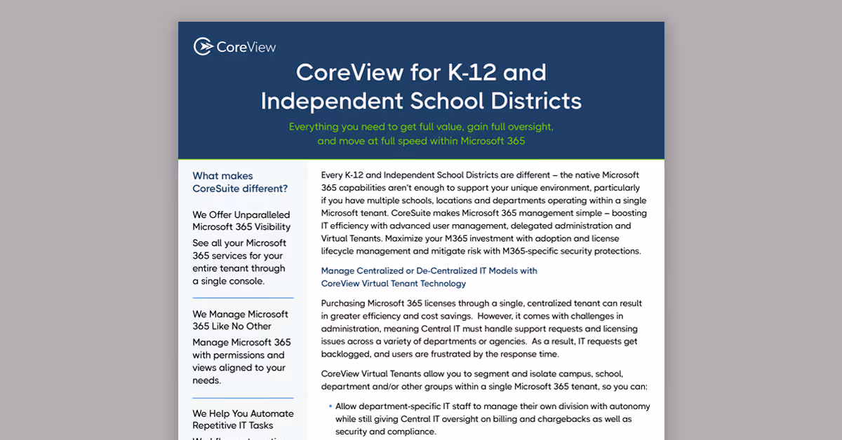 CoreView for K-12 and Independent School Districts
