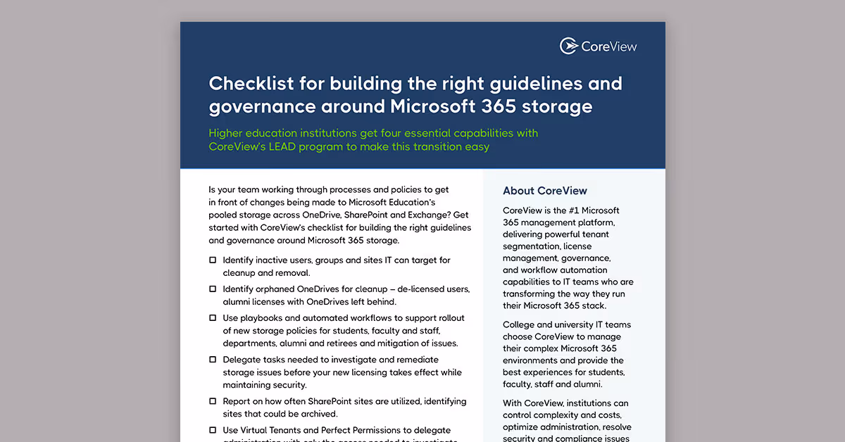 Checklist for building the right guidelines and governance around Microsoft 365 storage
