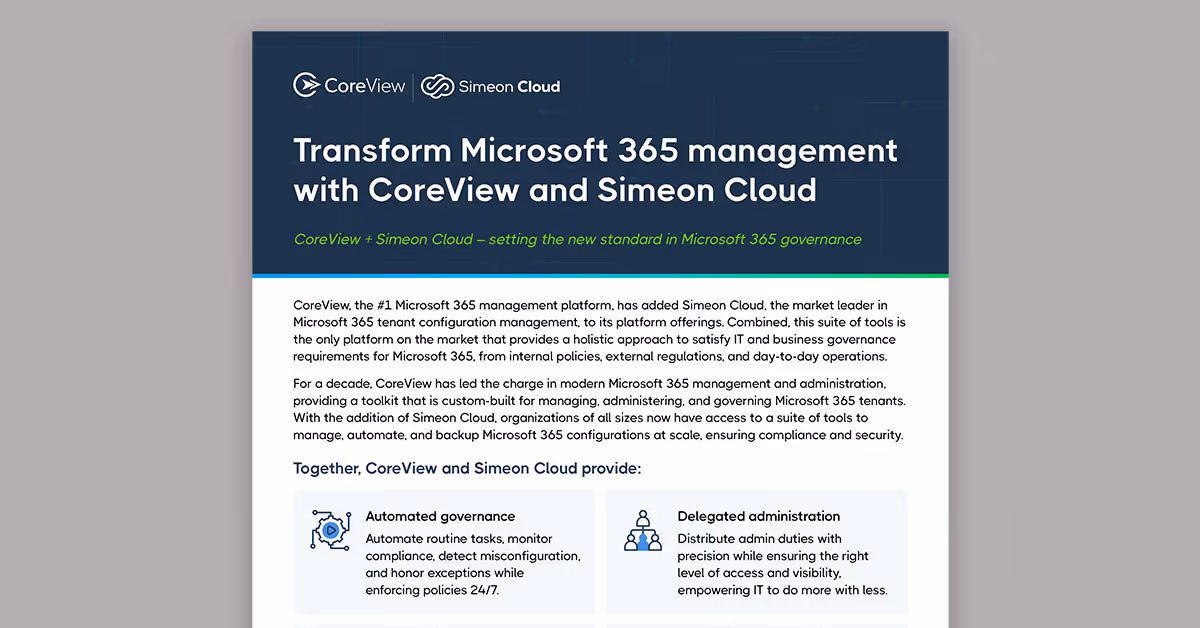 Transform Microsoft 365 management with CoreView and Simeon Cloud