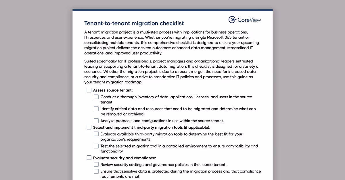 Tenant-to-tenant migration checklist