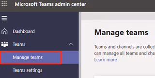 Manage Teams Menu