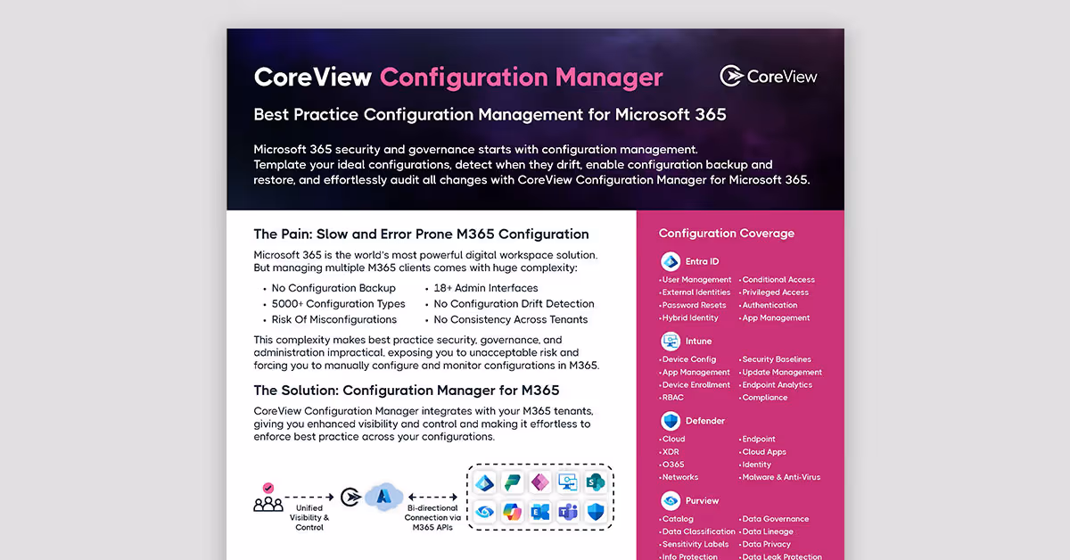 CoreView Configuration Manager for Microsoft 365