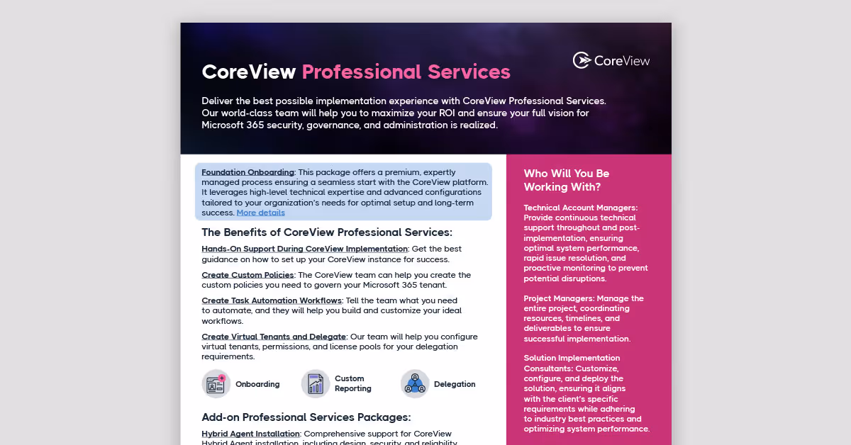 CoreView Professional Services Offering