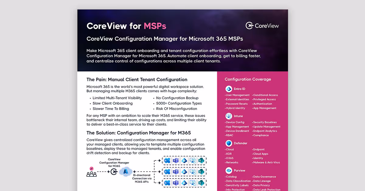 CoreView for MSPs: Configuration Resilience for Microsoft 365
