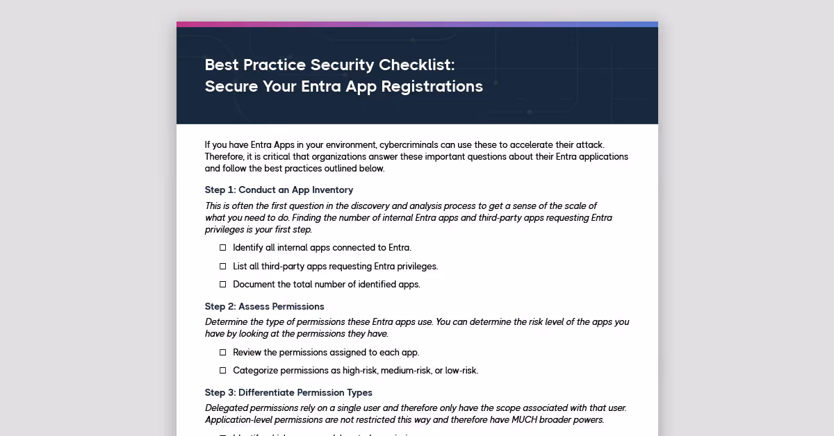 Best Practice Security Checklist: Secure Your Entra App Registrations